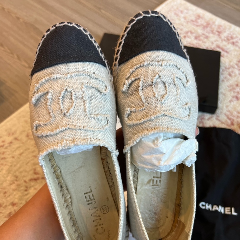 Authentic Chanel canvas espadrilles